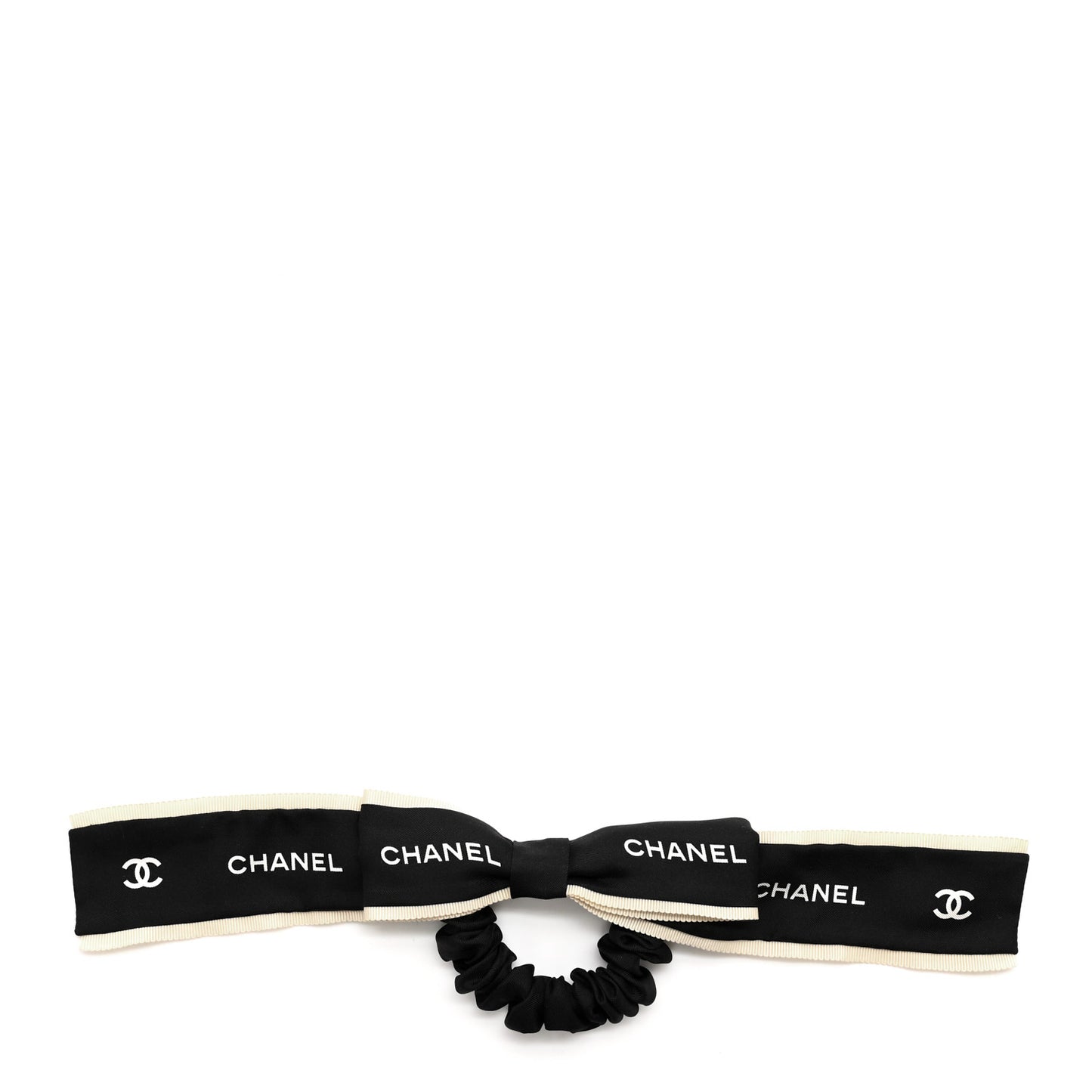 Silk Hair Tie Black Ivory