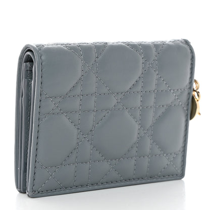 Christian Dior Lambskin Cannage Mini Lady Dior Wallet Cloud Blue 6 of 14