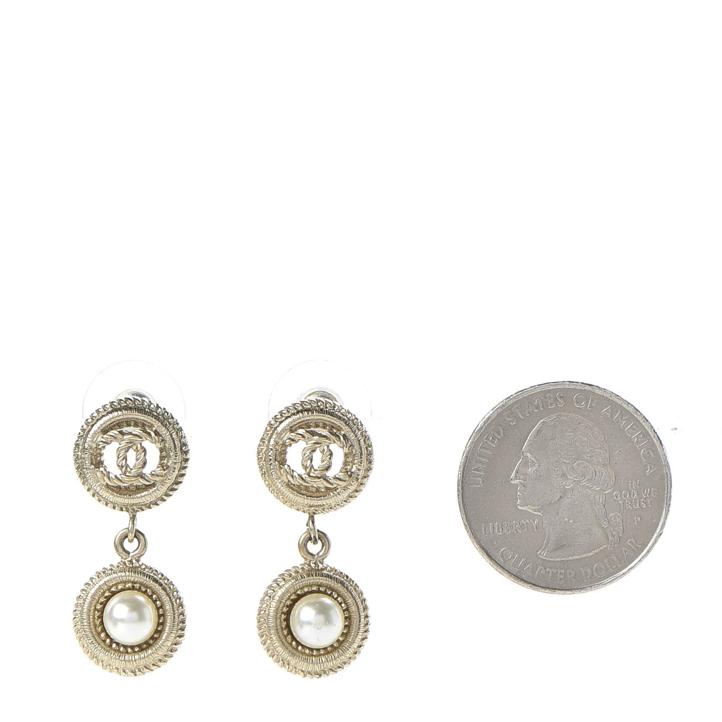 Pearl CC Drop Earrings Gold Pearly White