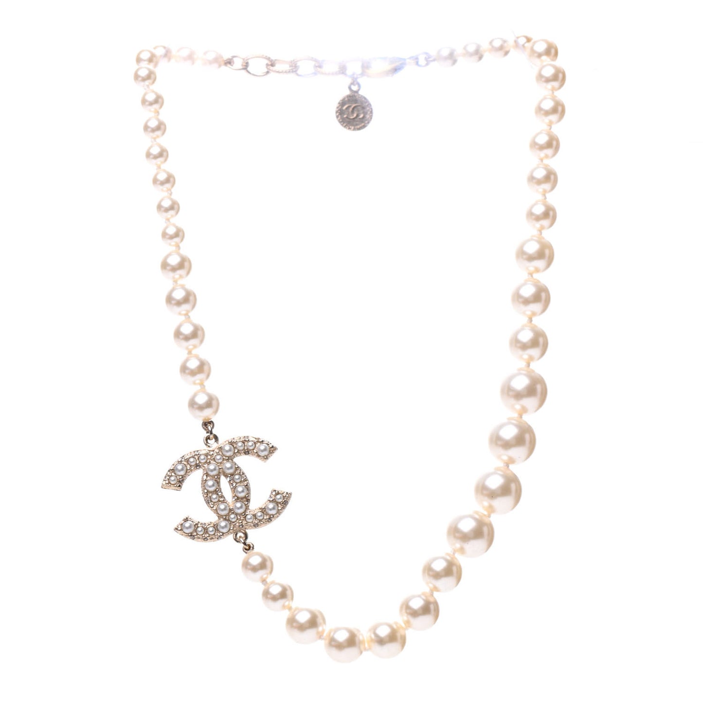 Pearl CC 100th Anniversary Necklace Light Gold