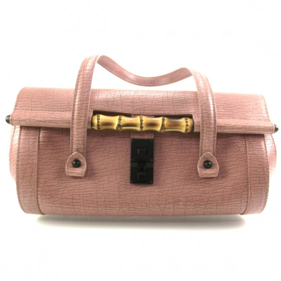 Leather Bamboo Bullet Satchel Rose