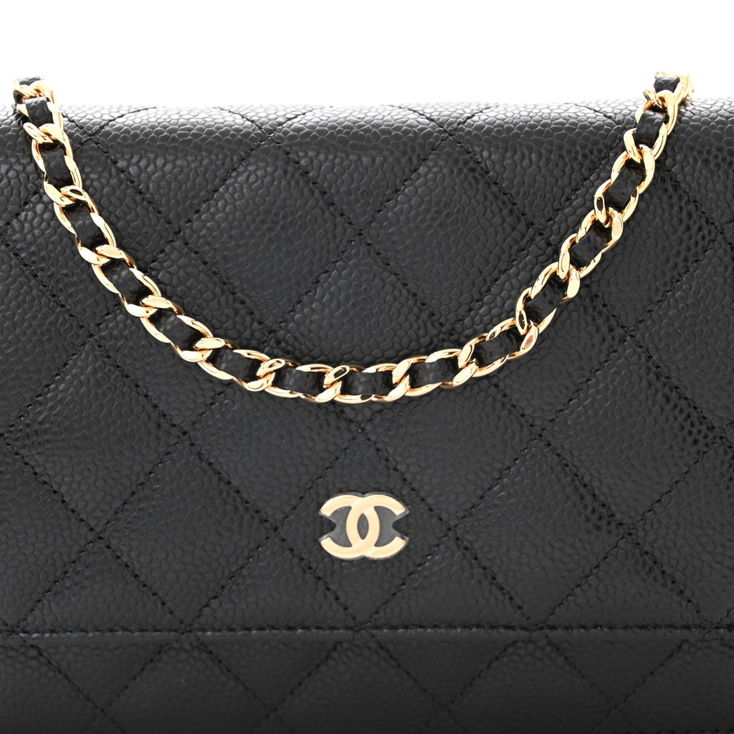 Caviar Quilted Wallet on Chain WOC Black