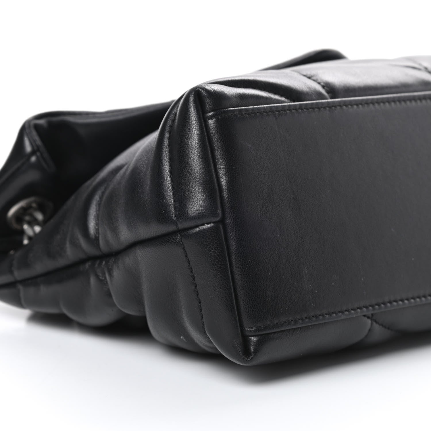Saint Laurent Lambskin Quilted Small Loulou Puffer Monogram Chain Satchel Black 9 of 15