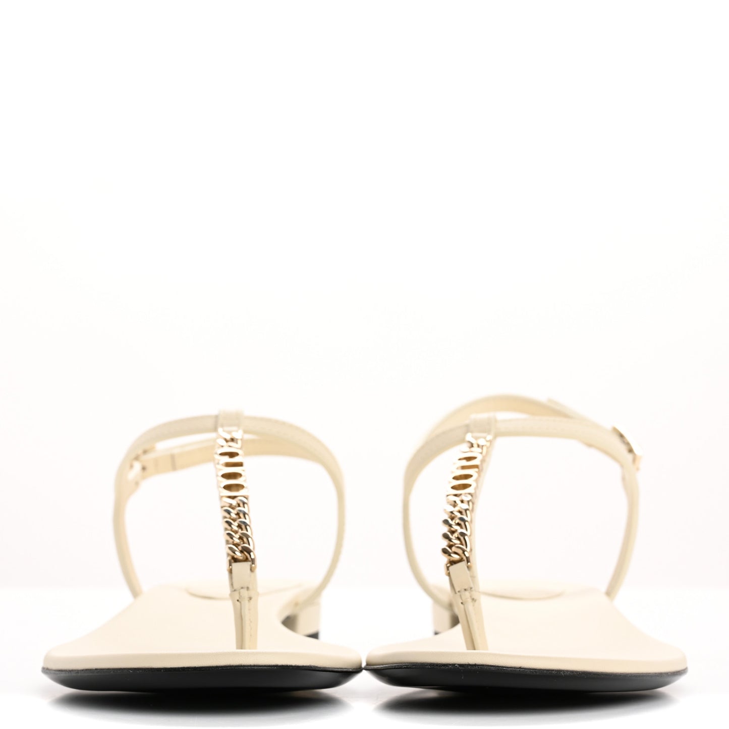 Sierra Calfskin Signoria Thong Sandals 38.5 New Ivoire
