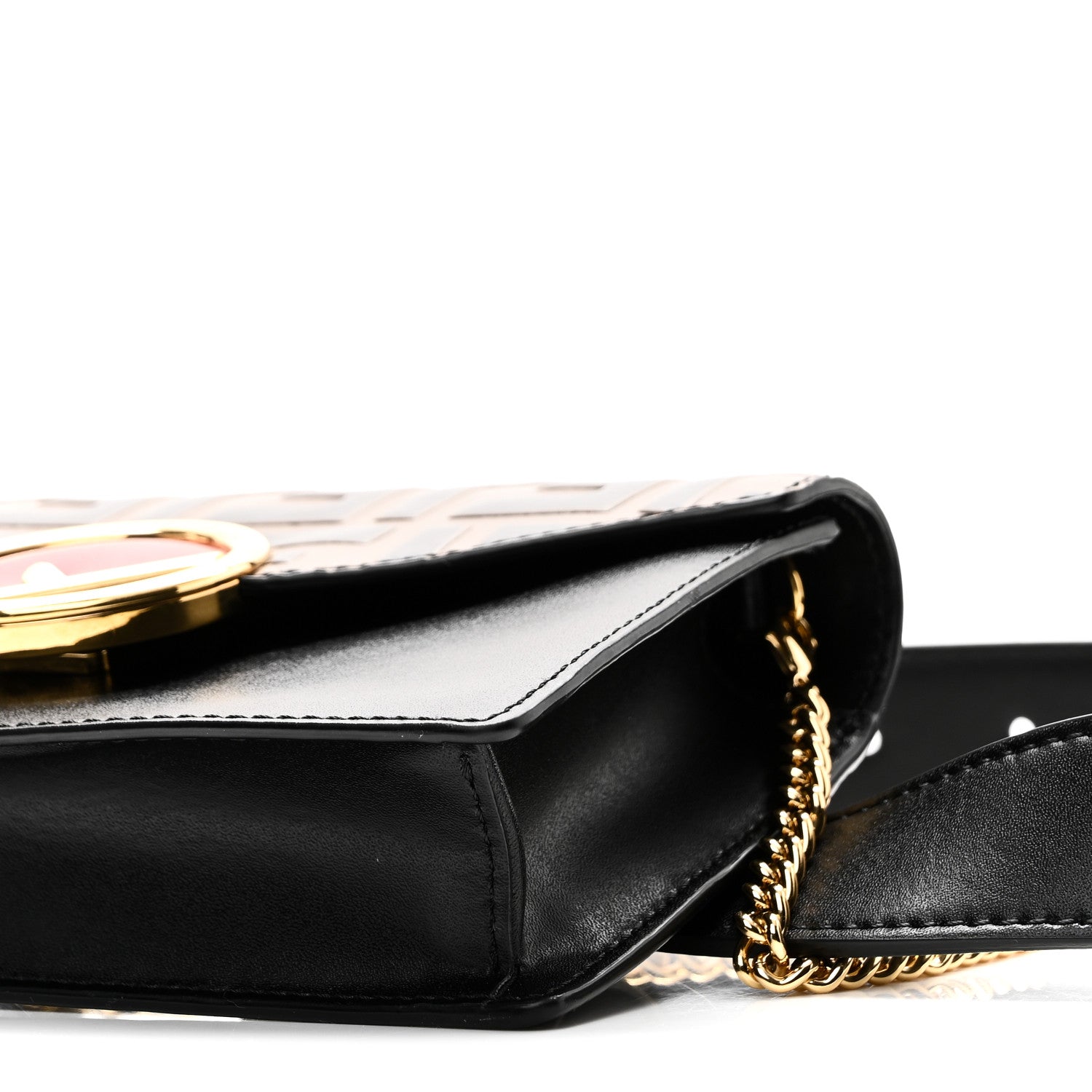 Fendi Vitello Liberty F is Fendi Bi-Color FF 1974 Embossed Envelope Belt Bag Maya Black 10 of 11