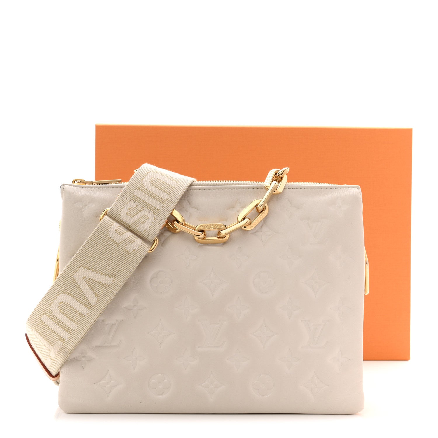 Louis Vuitton Lambskin Embossed Monogram Coussin PM Beige Cream 12 of 12
