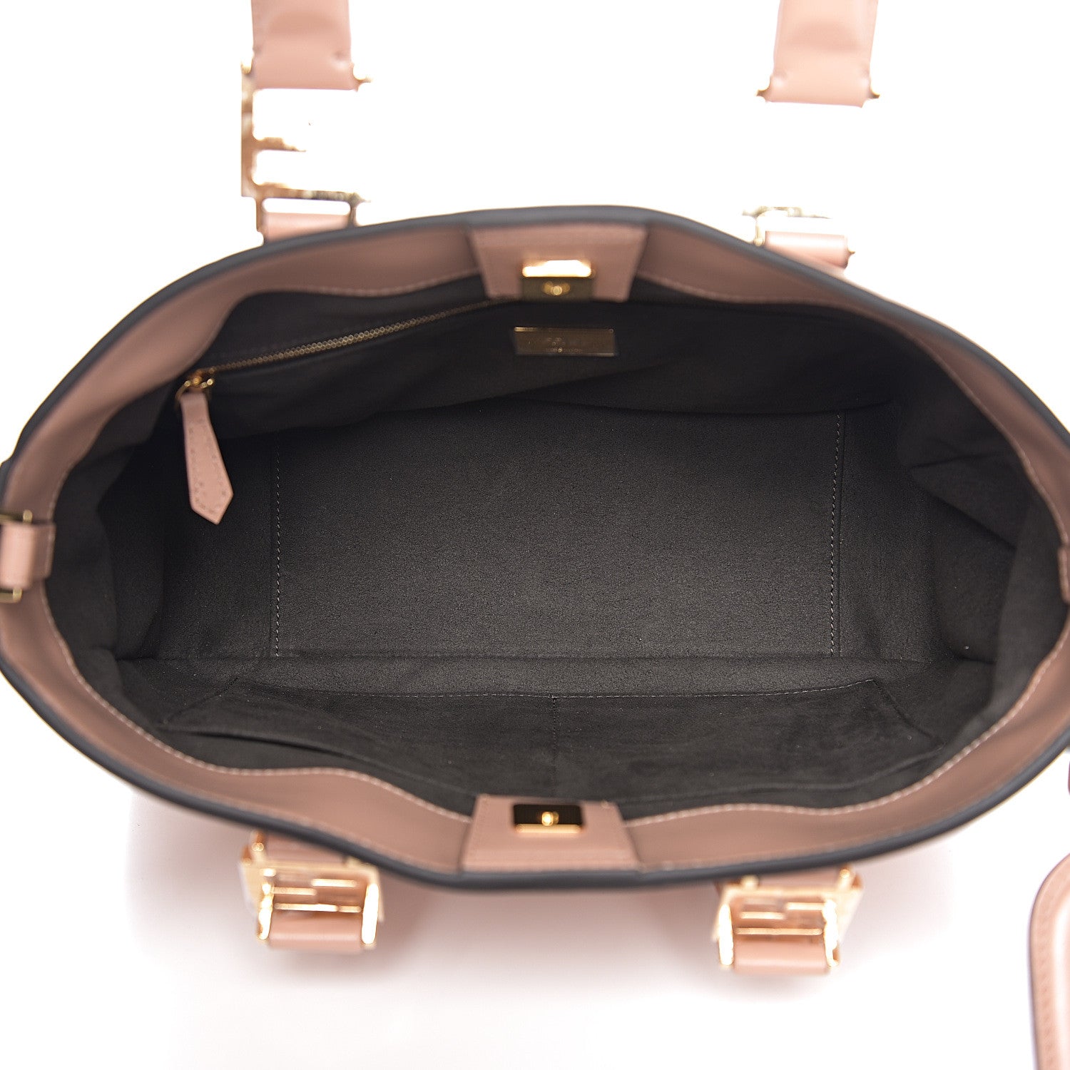 Fendi Vitello Glacier Small FF Tote Rosa Bourbon 4 of 10
