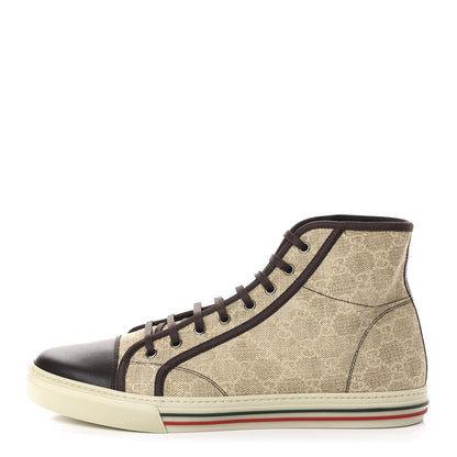 Gucci GG Supreme Monogram Mens High Top Sneakers 11.5 Brown 1 of 11