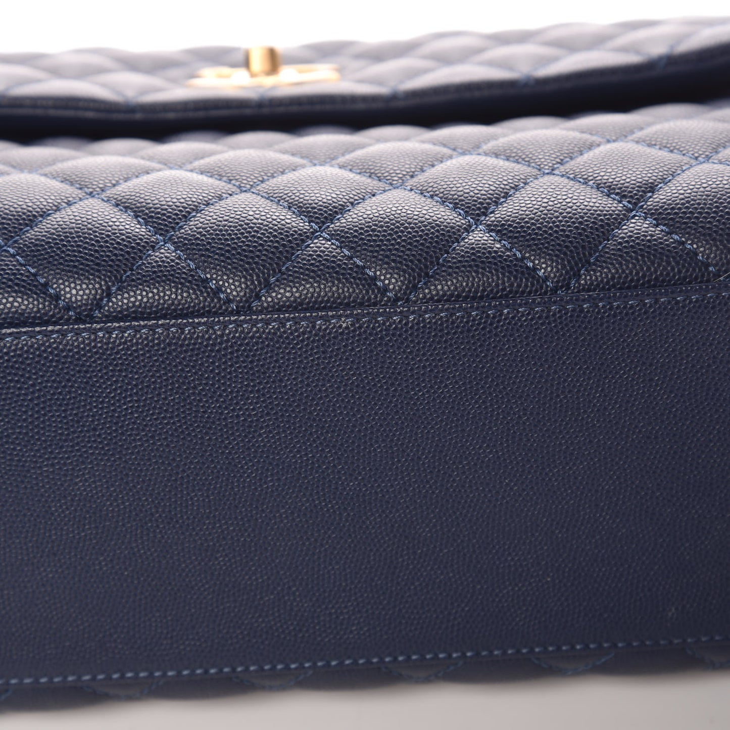 Caviar Lizard Quilted Medium Coco Handle Flap Navy