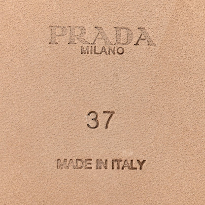 Prada Raffia Metal Triangle Logo 10mm Slide Sandals 37 Naturale 7 of 8
