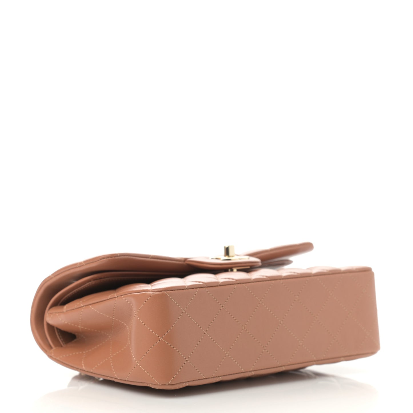 Lambskin Quilted Small Double Flap Brown