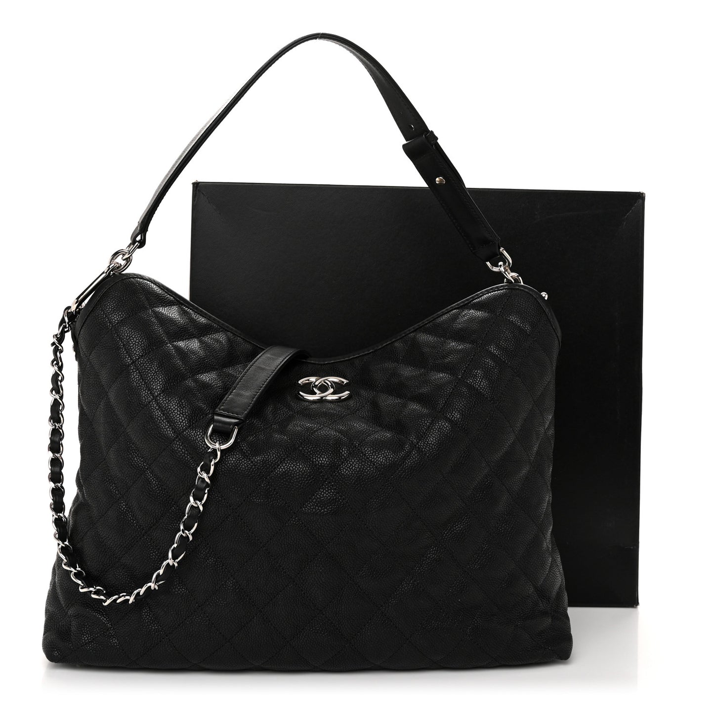 Caviar Quilted French Riviera Hobo Black