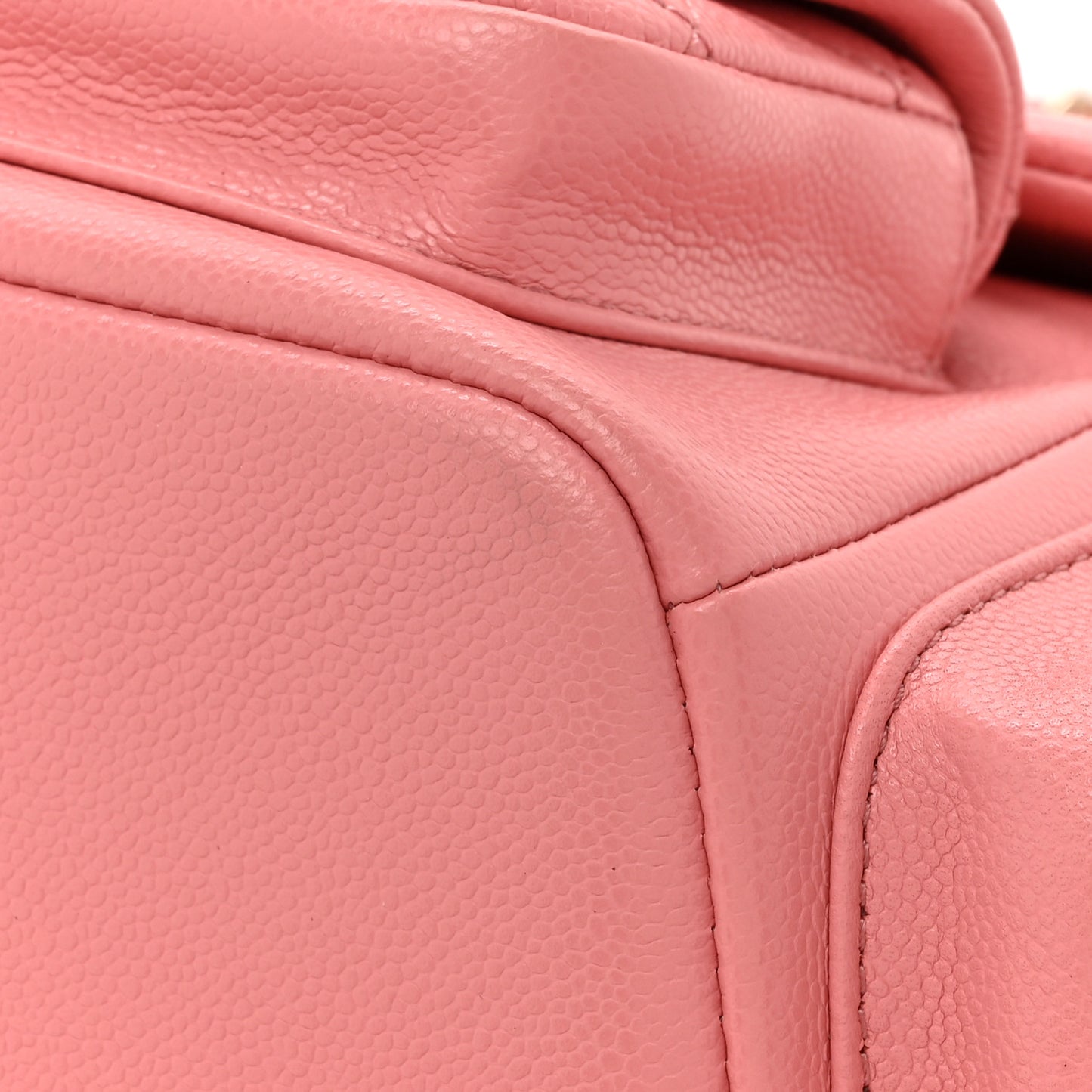 Shiny Caviar Quilted Small Pockets Drawstring Backpack Pink
