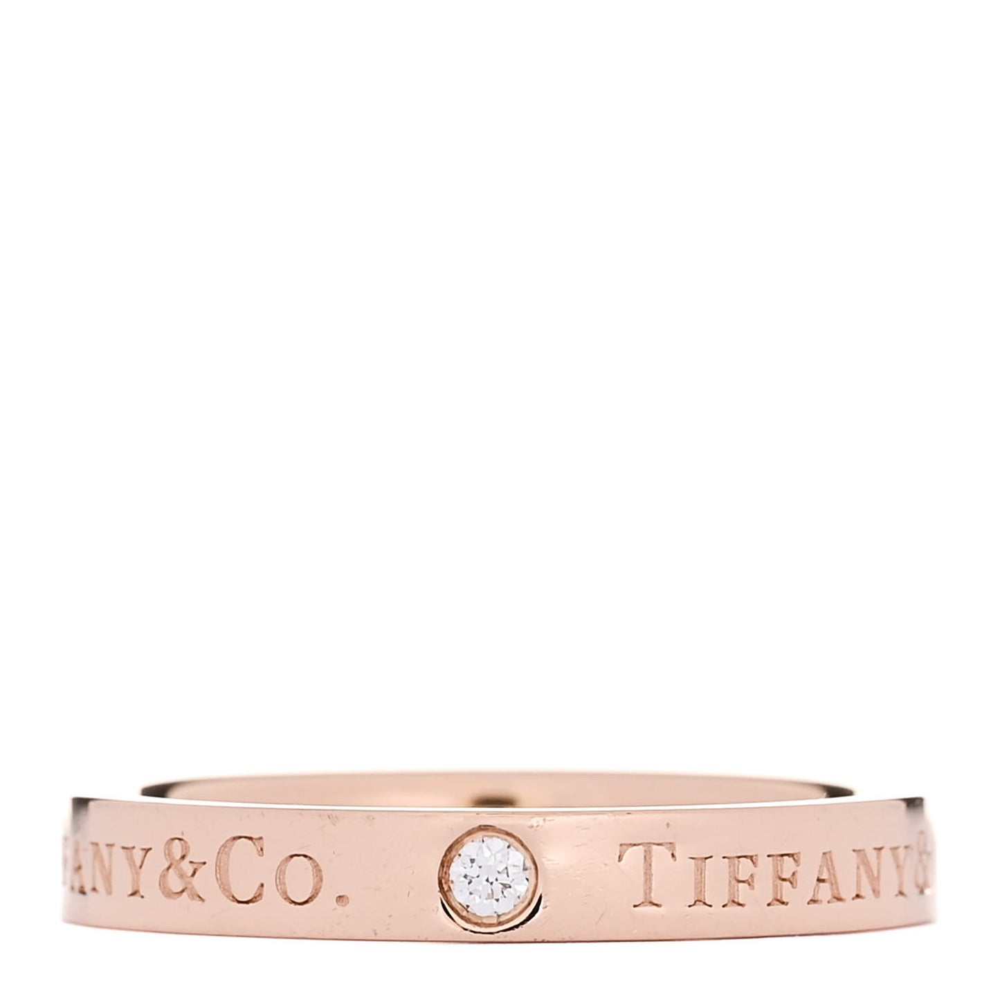 18K Rose Gold Diamond 3mm Logo Band Ring 54 6.75
