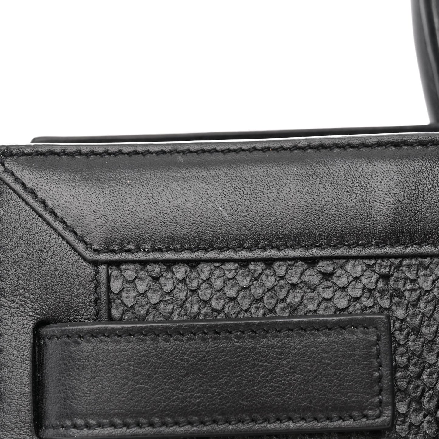 Python Calfskin Embossed Small Sac de Jour Black