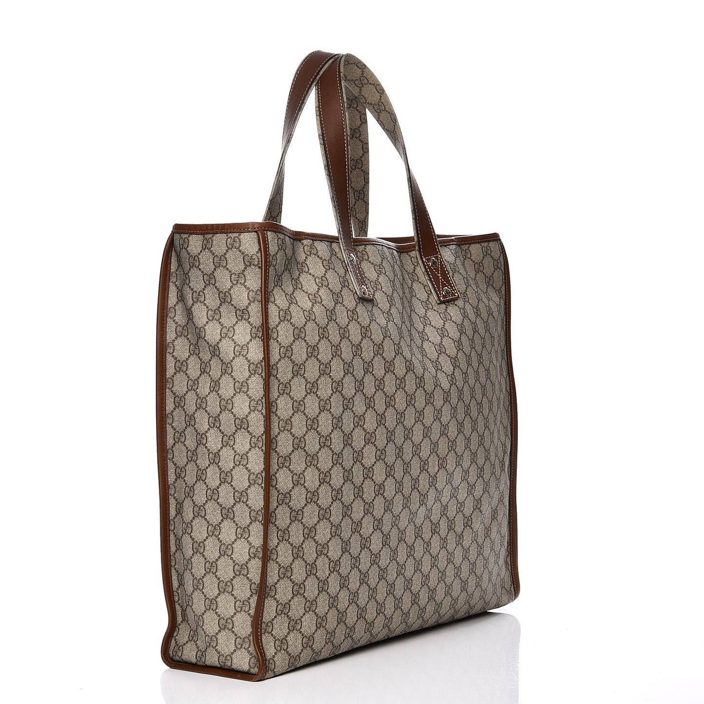 GG Plus Monogram Large Signature Web Loop Tote Brown