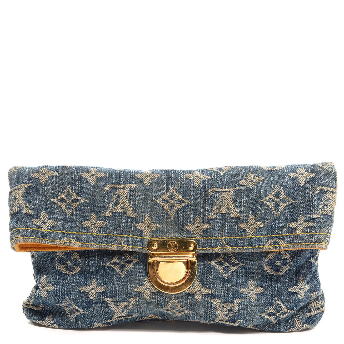 Monogram Denim Pochette Plat Clutch Blue