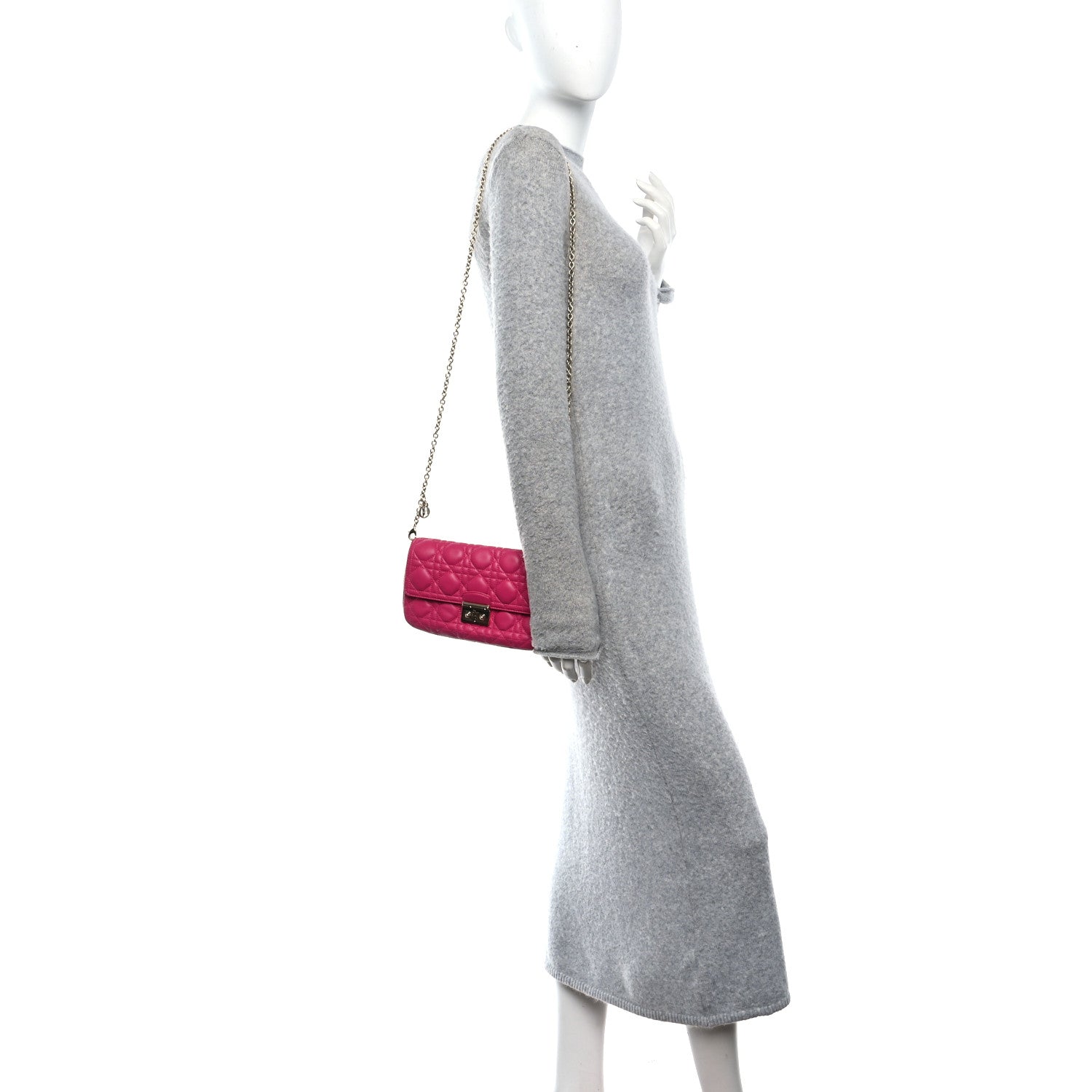 Christian Dior Lambskin Cannage Miss Dior Promenade Pouch Fuchsia 2 of 10