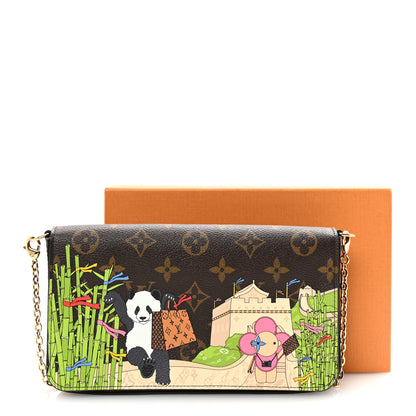Louis Vuitton Monogram 2021 Christmas Animation China Wall Pochette Felicie Chain Wallet Blue 10 of 10