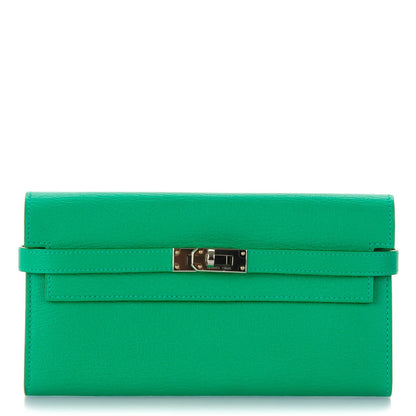 Hermes Chevre Mysore Kelly Longue Wallet Menthe 1 of 11