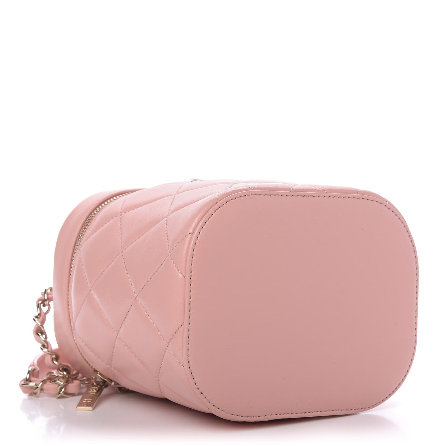 Lambskin Quilted Trendy Vanity Case Pink
