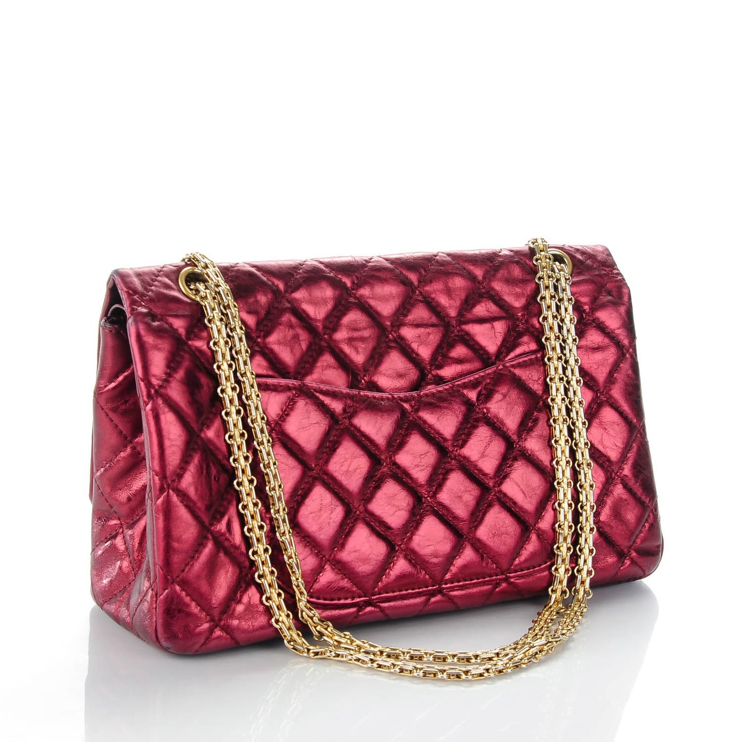 Metallic Calfskin Quilted 2.55 Reissue Flap 227 Red
