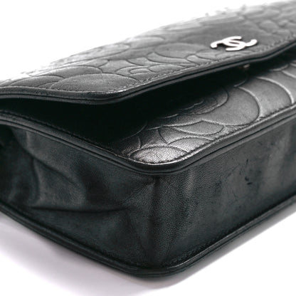 Chanel Lambskin Camellia Embossed Wallet on Chain WOC Black 9 of 10