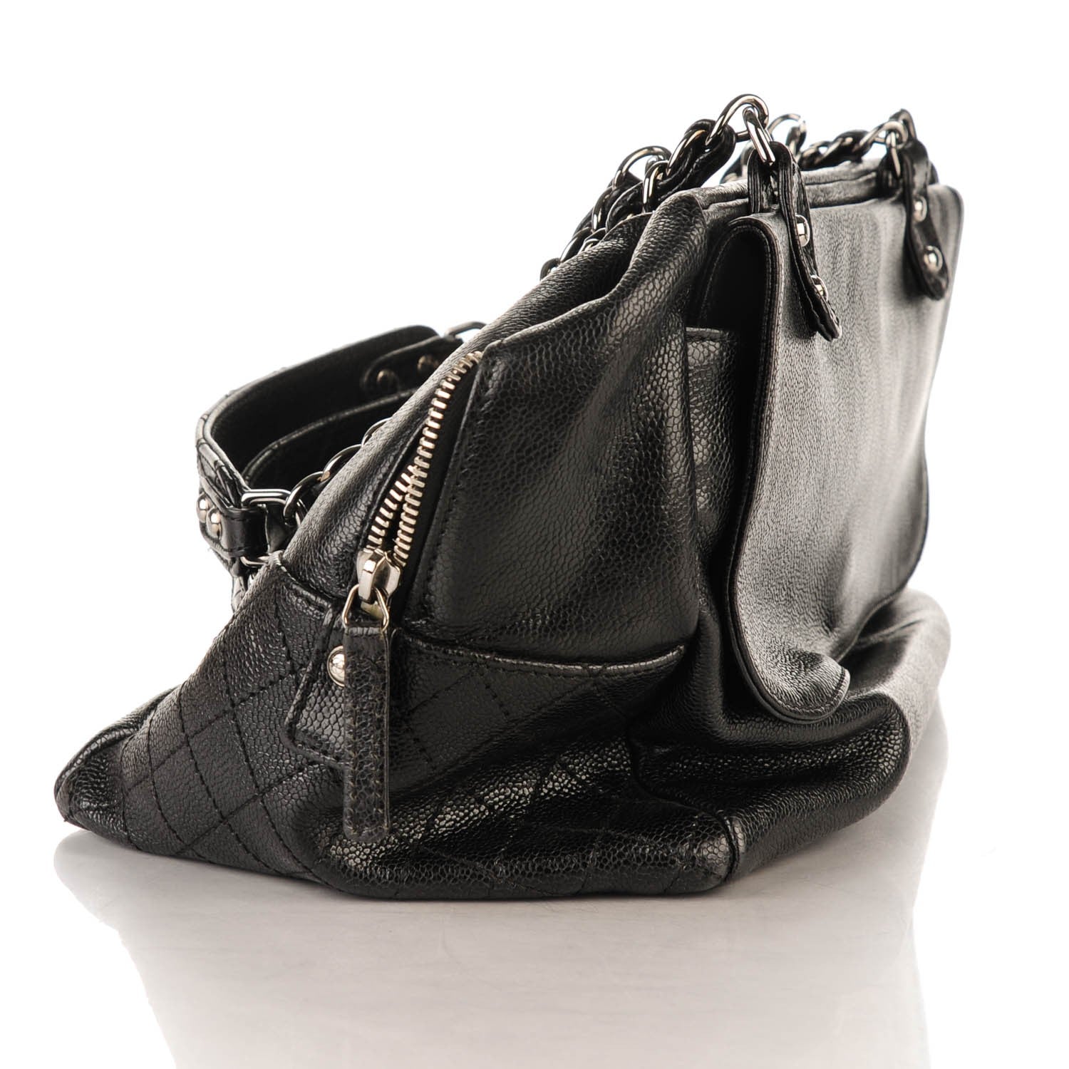 Chanel Glazed Caviar Pocket In The City Tote Black 10 of 10