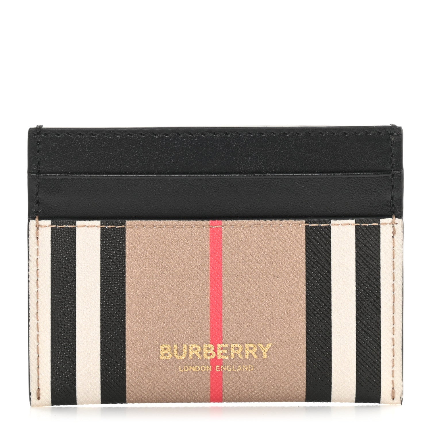 Burberry E-Canvas Calfskin Icon Stripe Card Case Archive Beige 1 of 8