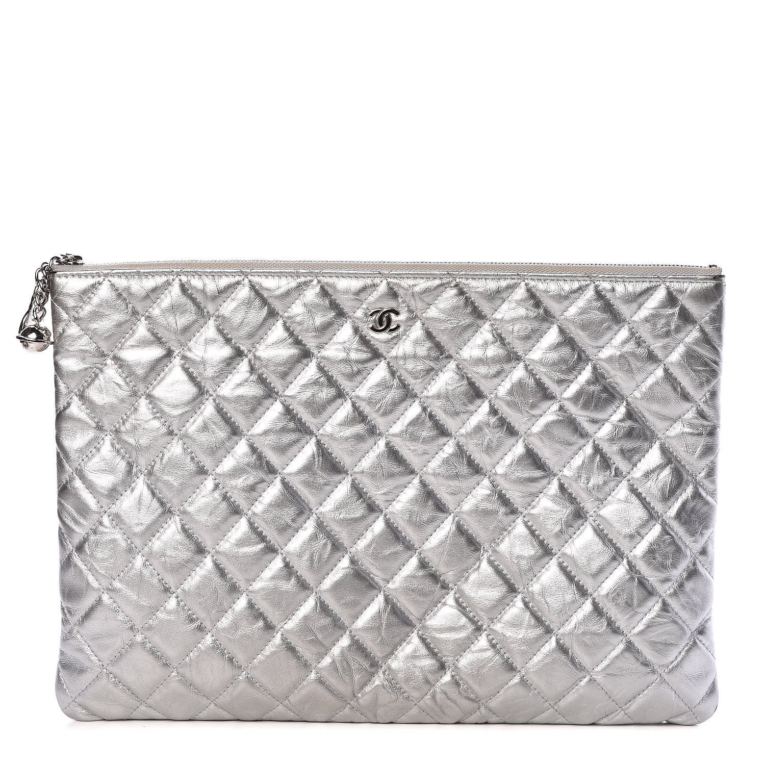 Chanel Metallic Calfskin Quilted Large Cosmo Cosmetic Case Silver 1 of 10