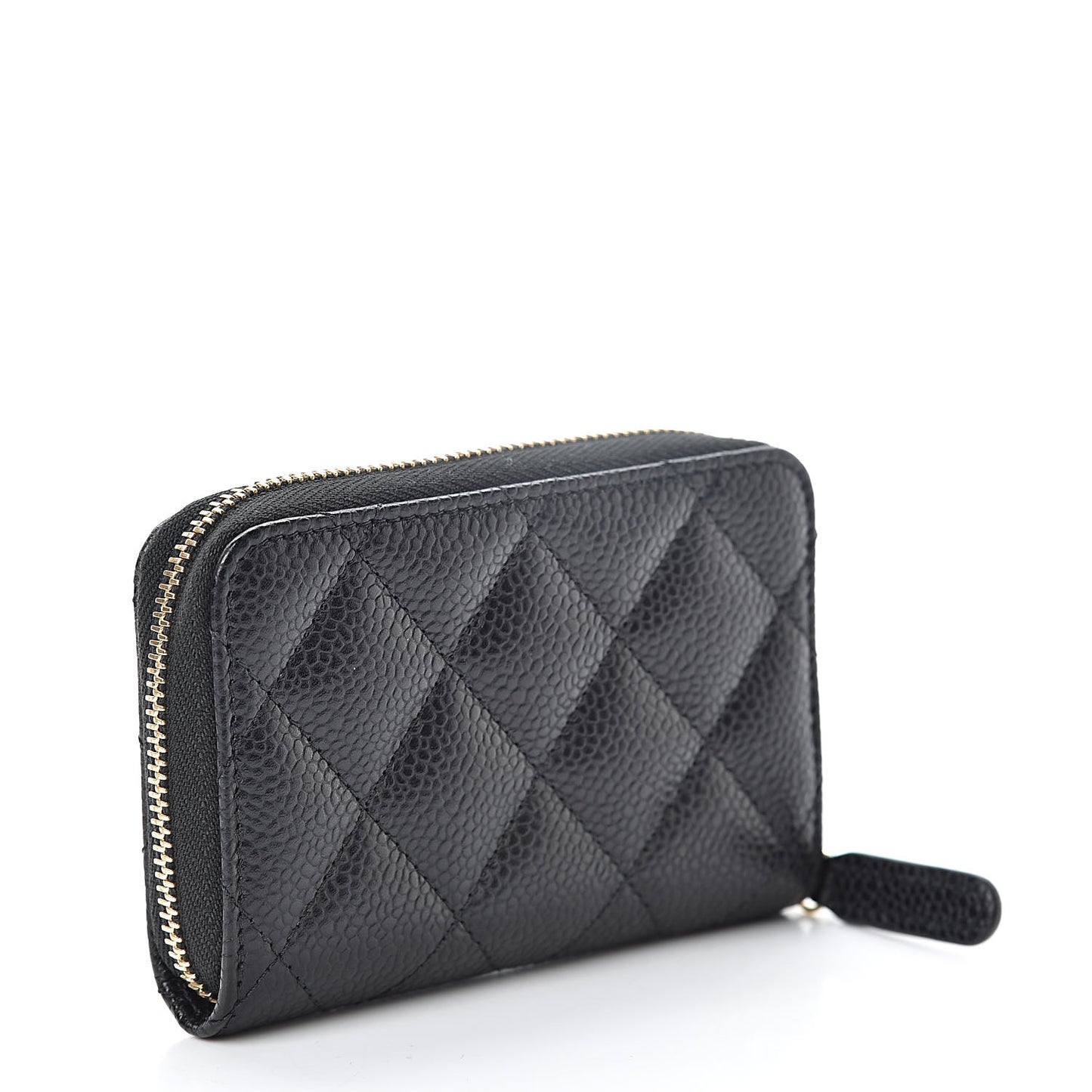Caviar Quilted Zip Coin Purse Black