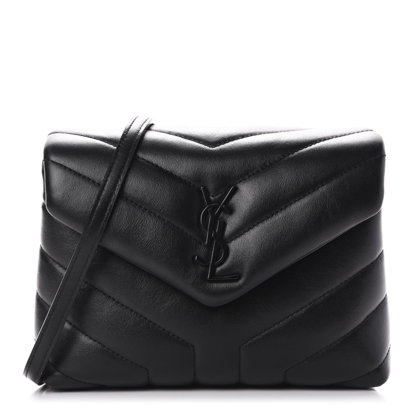 Calfskin Y Quilted Monogram Toy Loulou Crossbody Bag Black