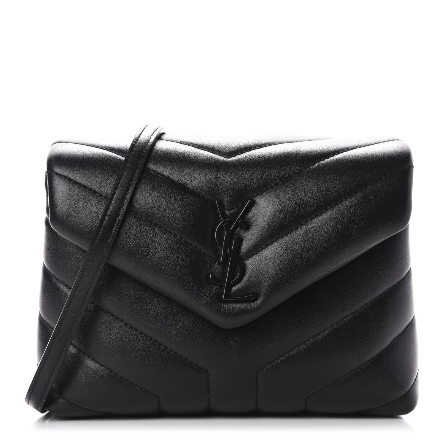 Saint Laurent Calfskin Y Quilted Monogram Toy Loulou Crossbody Bag Black 1 of 12