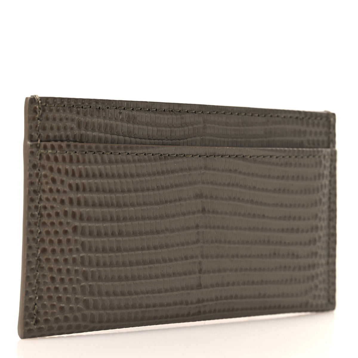 Chanel Calfskin Lizard Embossed Card Holder Dark Khaki 3 of 8
