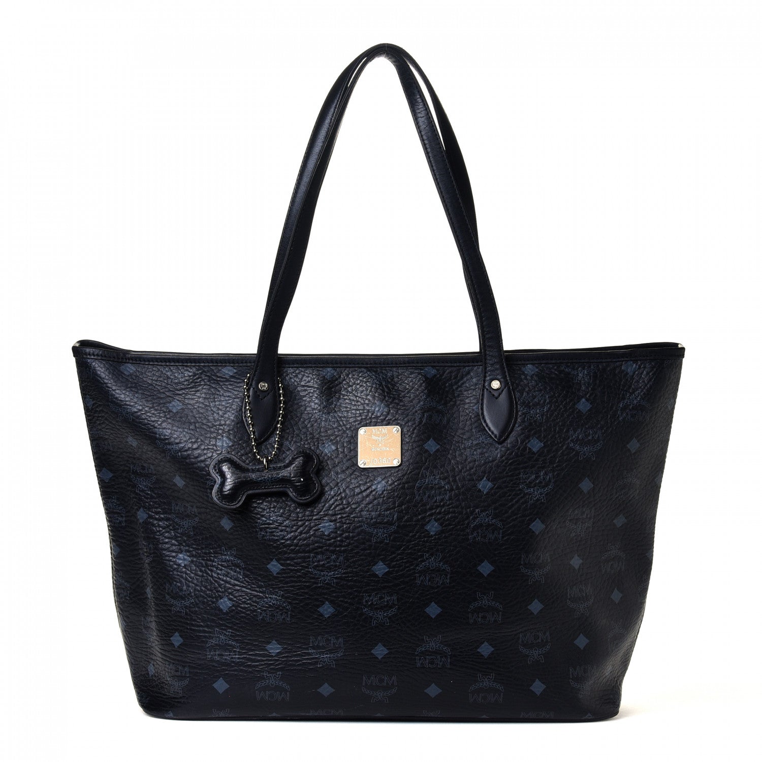 MCM Visetos Dog Bone Shopper Tote Black 1 of 9