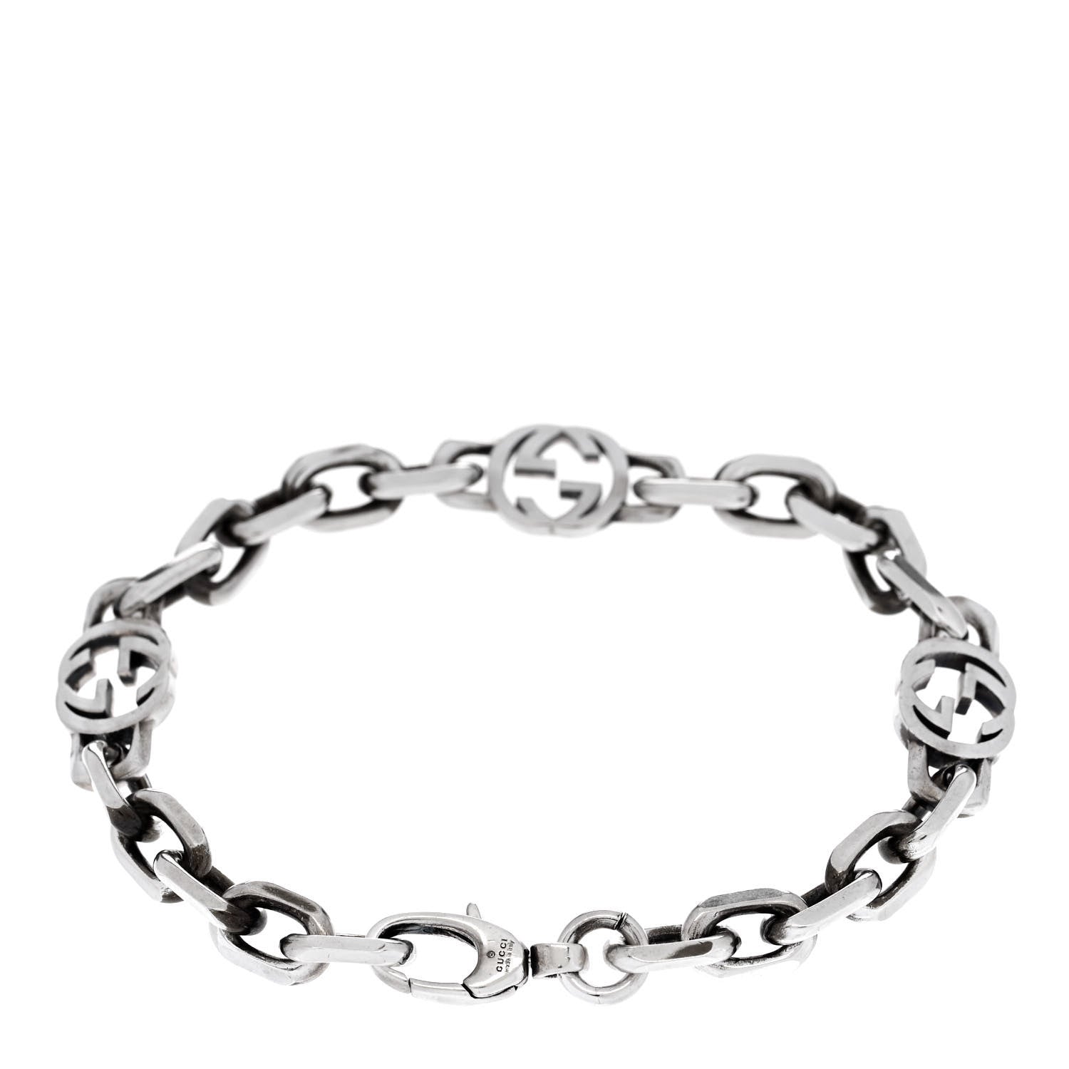 Gucci Sterling Silver Narrow Interlocking G Link Bracelet 2 of 3