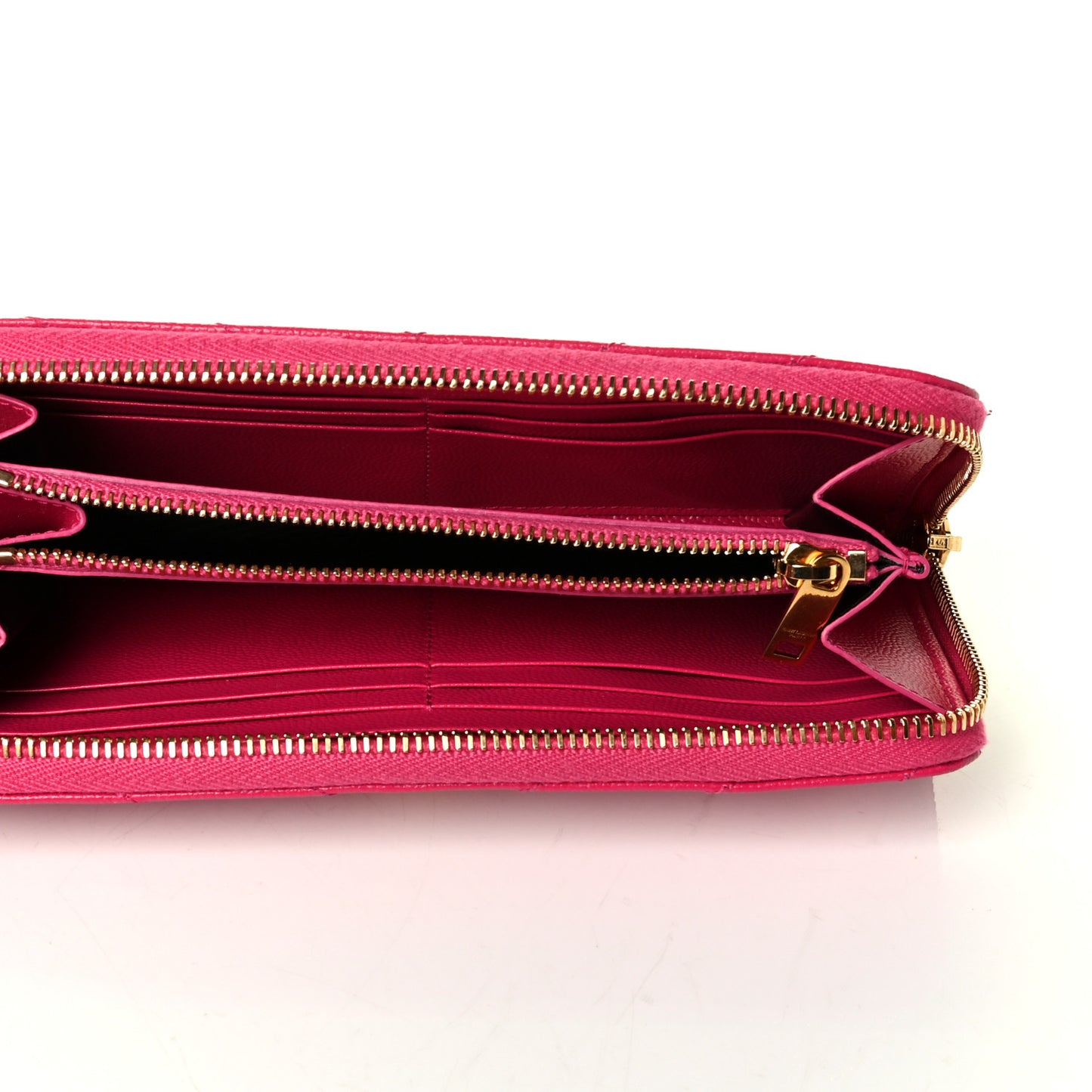 Grain De Poudre Matelasse Chevron Monogram Zip Around Wallet Fuchsia