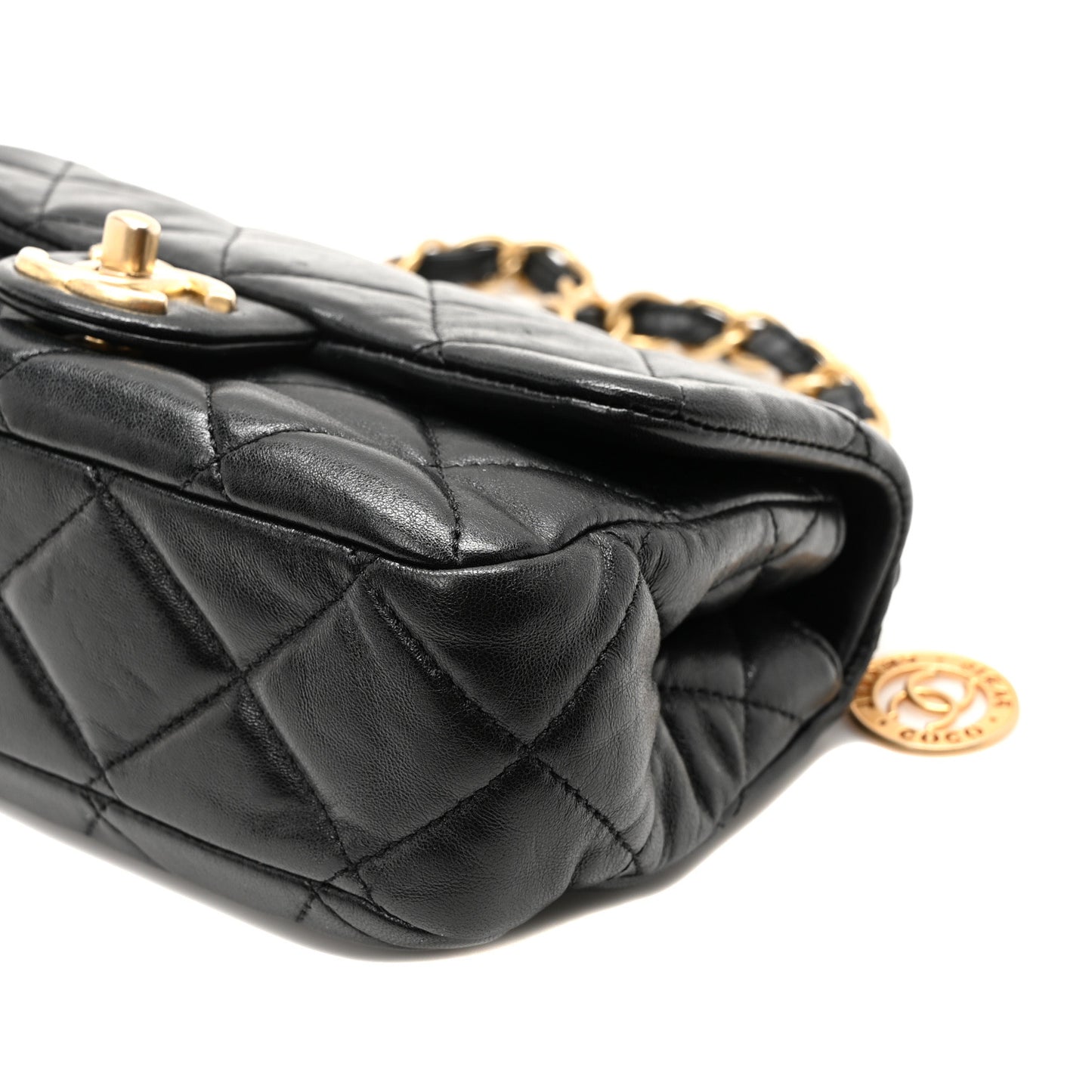 Lambskin Quilted Small Fancy Jewel Flap Black