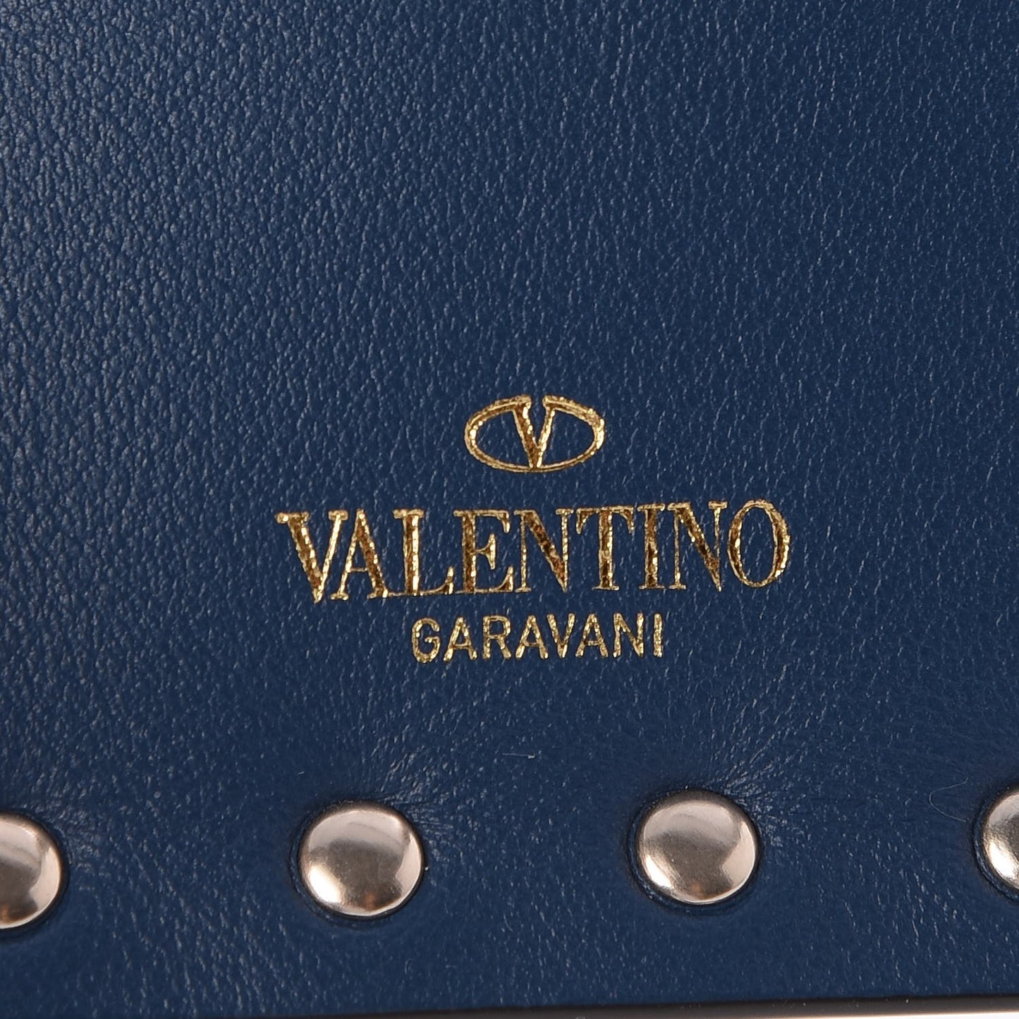 Calfskin Rockstud Coin Case Card Holder Peacock