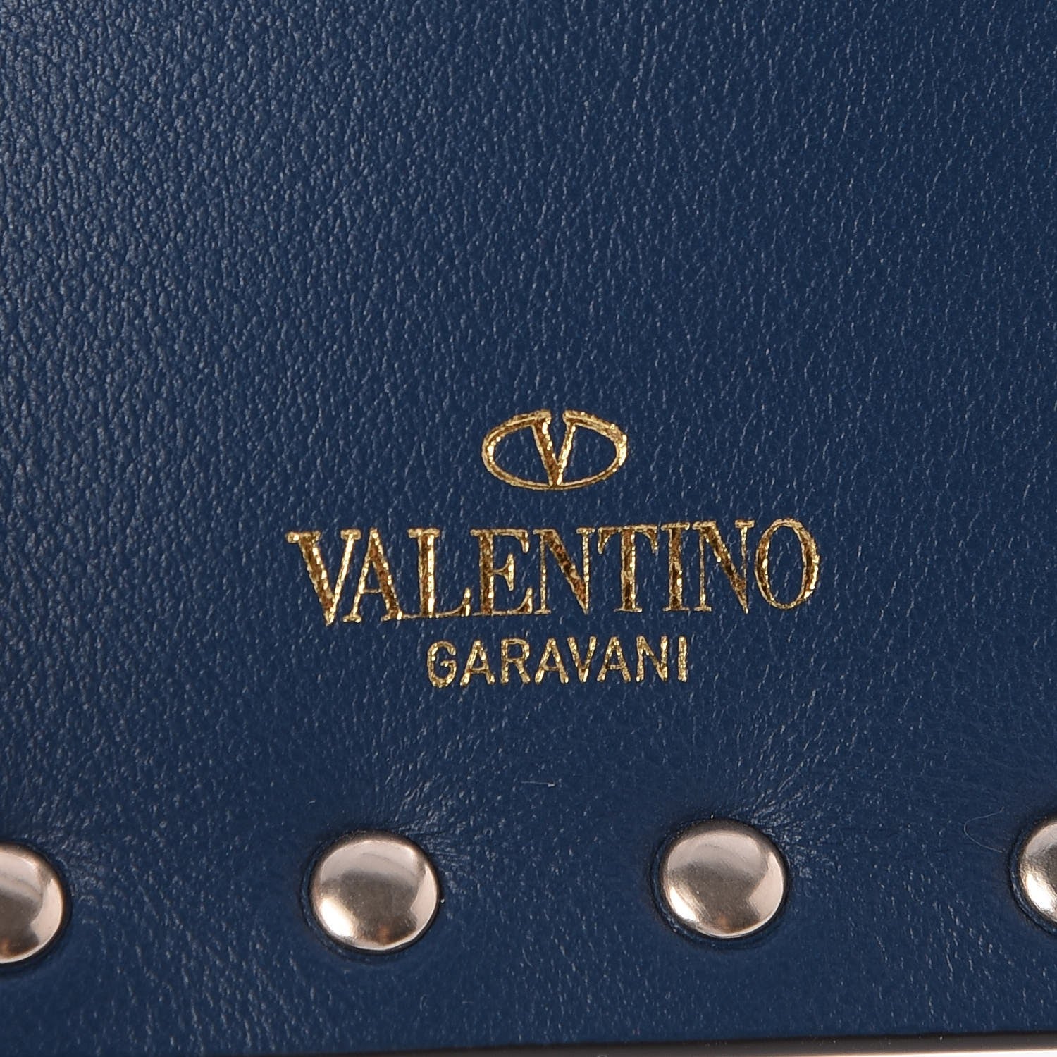 Valentino Garavani Calfskin Rockstud Coin Case Card Holder Peacock 8 of 9