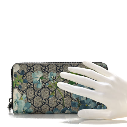 Gucci GG Supreme Monogram Blooms Zip Around Wallet Blue 2 of 6