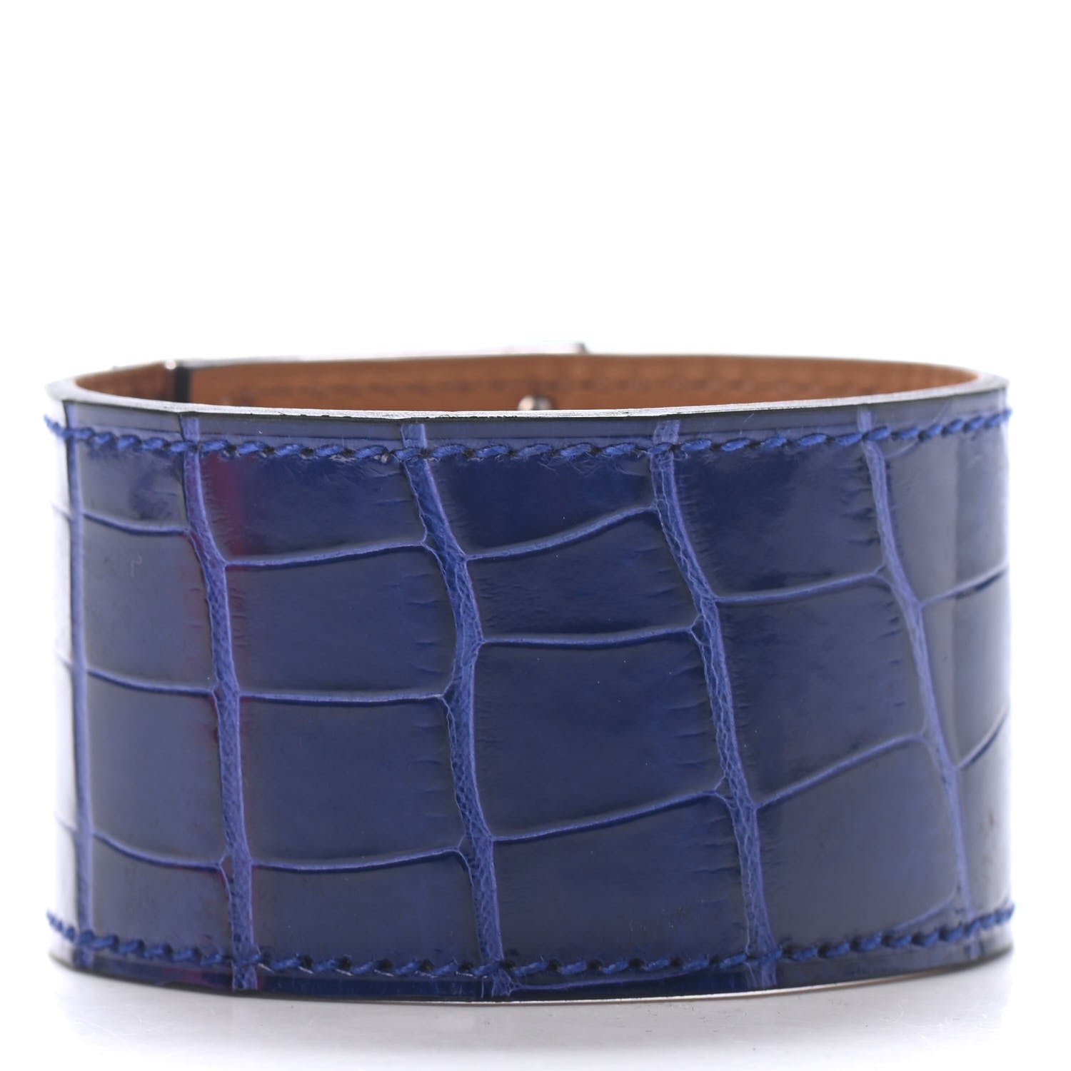 Hermes Shiny Alligator Kelly Dog Bracelet T2 Bleu Electrique 2 of 4