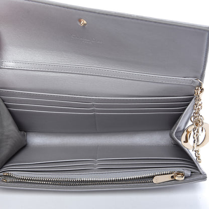 Christian Dior Metallic Lambskin Cannage Lady Dior Rendezvous Wallet On Chain Silver 5 of 11