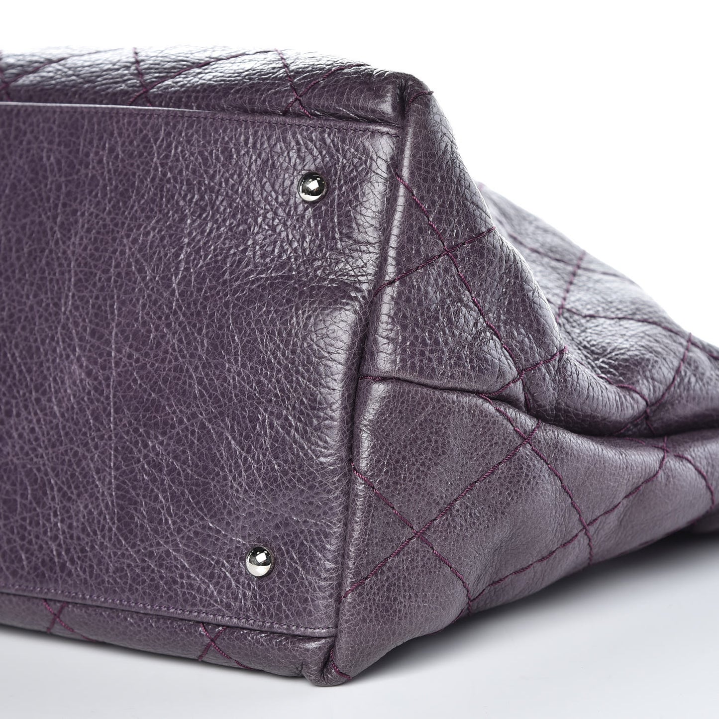 Glazed Calfskin Large On The Road Tote Purple