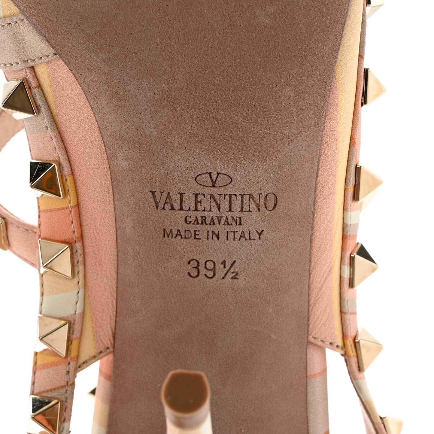 Nappa Native Couture 1975 Rockstud Ankle Strap 100mm Pumps 39.5 Mandarin Sorbet