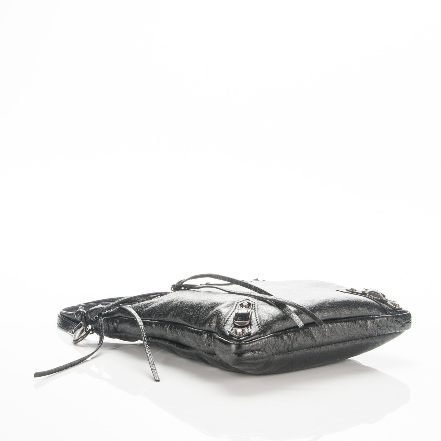 Agneau Classic Hardware Flat Crossbody Black