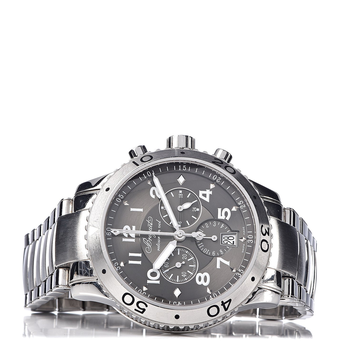 Stainless Steel 42mm Type XXI Transatlantique Flyback Chronograph Automatic Watch Ruthenium 3810ST/92/SZ9