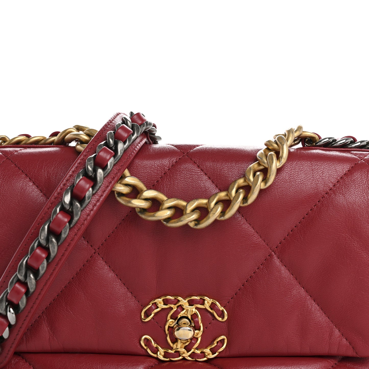 Goatskin Quilted Medium Chanel 19 Flap Red