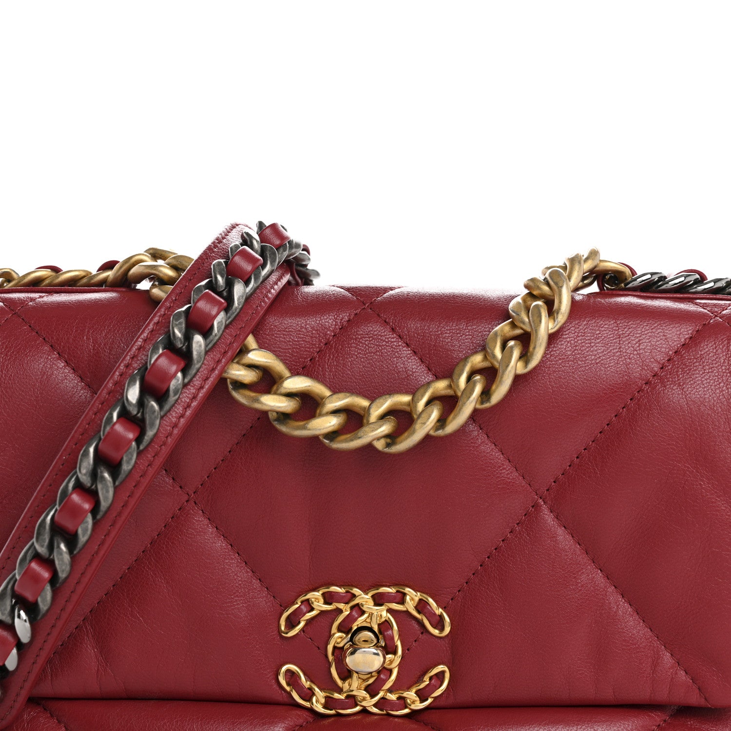 Chanel Goatskin Quilted Medium Chanel 19 Flap Red 8 of 15