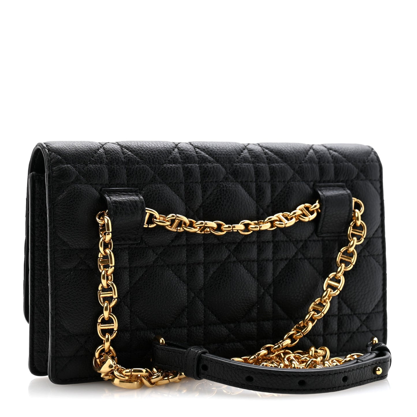 Supple Calfskin Cannage Caro Belt Pouch with Chain Black
